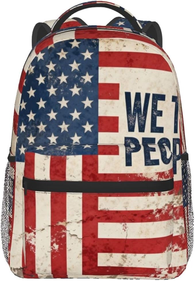Shoulder Book Bags Polyester Multipurpose Anti-Theft USA 250th Anniversary Patriotic Independence Celebration Art Carry On Bag Large Capacity Travel Hiking Camping Rucksack