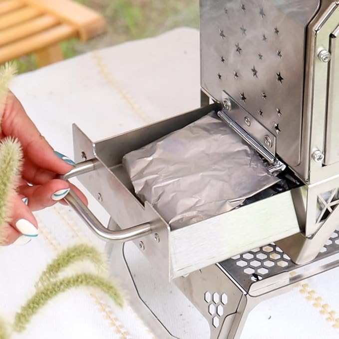 Portable Outdoor Camping Stove Stainless Steel Stove for Outdoor Cooking Heating & Fishing BBQ Backpacking Stove(Medium)