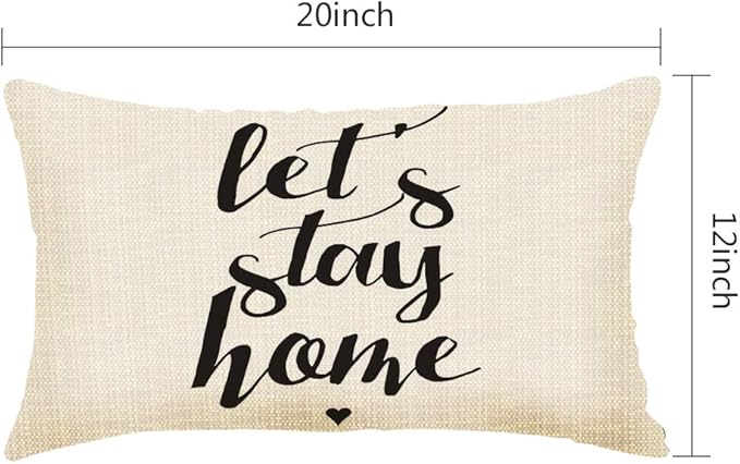 Throw Pillow Cover Let's Stay Home Decorative Pillow Case Home Decor 20x12 Inches Pillowcase