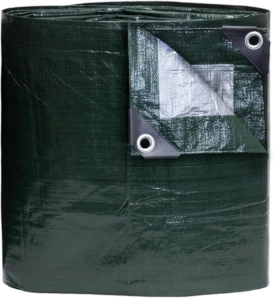 TARP SUPPLY Inc 9' x 12' Heavy Duty Green/Silver Poly Tarp with Aluminum Grommets and Reinforced Corners, Waterproof, UV Resistant 8 Mil Protective Cover for Camping, Construction, Outdoor Use