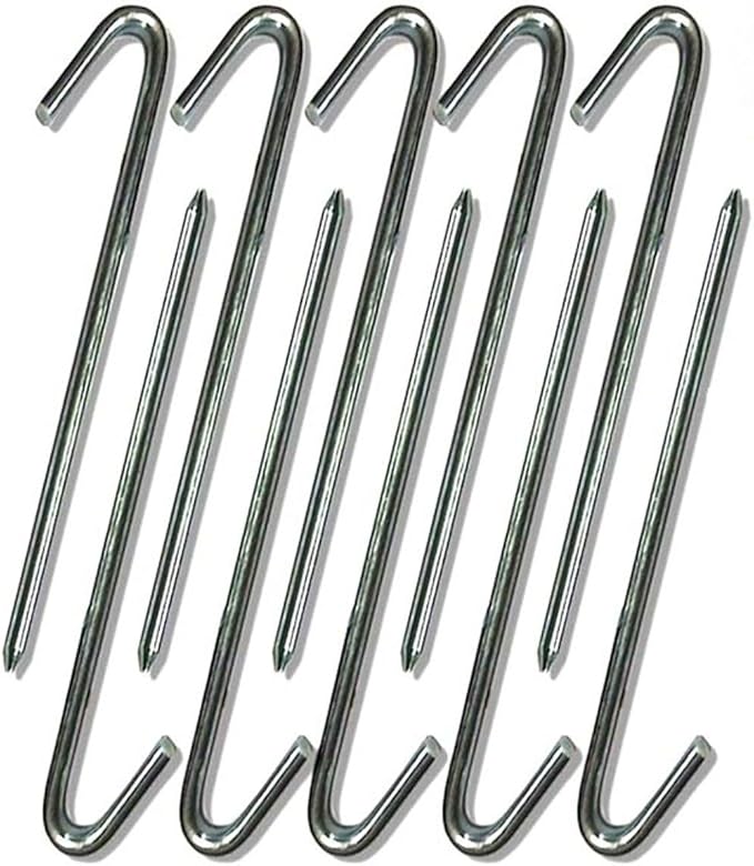 Steel Tent Stakes Heavy Duty Ground Stake, Metal Stakes to Anchor Commercial Inflatables, Outdoor Camping Canopy, Fence, Garden Tent Accessories, 1/2" Diameter x 18" Length, 10 Pack