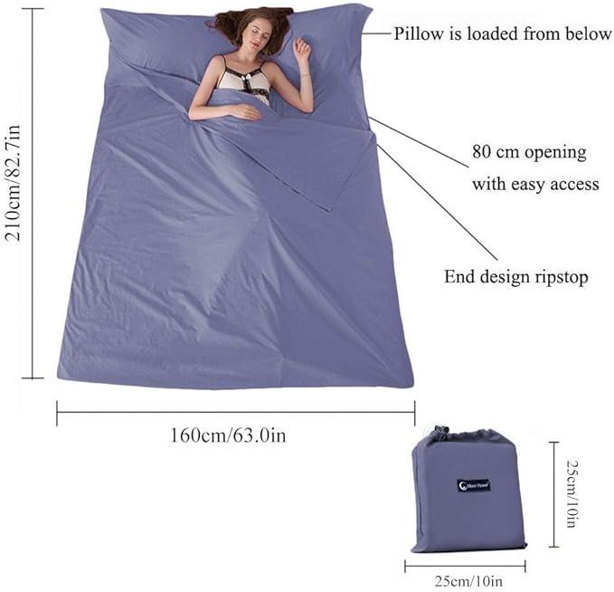 Sleeping Bag Liner Travel Sheets for Hotel Camping Sheets Travel Bed Sheets for Hotel Lightweight Single &Double Compact Sleeping Bag Sack Breathable Travel Sleeping Bag for Hotels Adult Compact Sacks