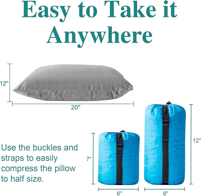 Small Shredded Gel Memory Foam Pillow,Adjustable for Contoured Support -Portable Ideal for Backpacking, Camping, Travel, Car, Airplane,Office Nap