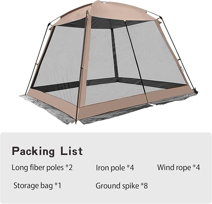 12x12 Ft Screen House Tent - Instant Pop Up Mesh Canopy Shelter with Waterproof & Sunshade Roof, Easy Setup for Camping, Backyard, Beach, Picnic