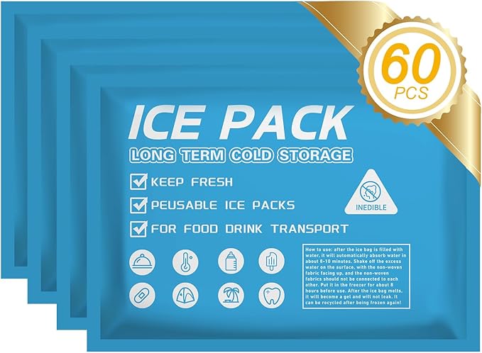 Ice Packs for Coolers Shipping Lunch Box Cold Cooler Bag Long Lasting Reusable Ice Pack Gel Freezer Packs for Camping