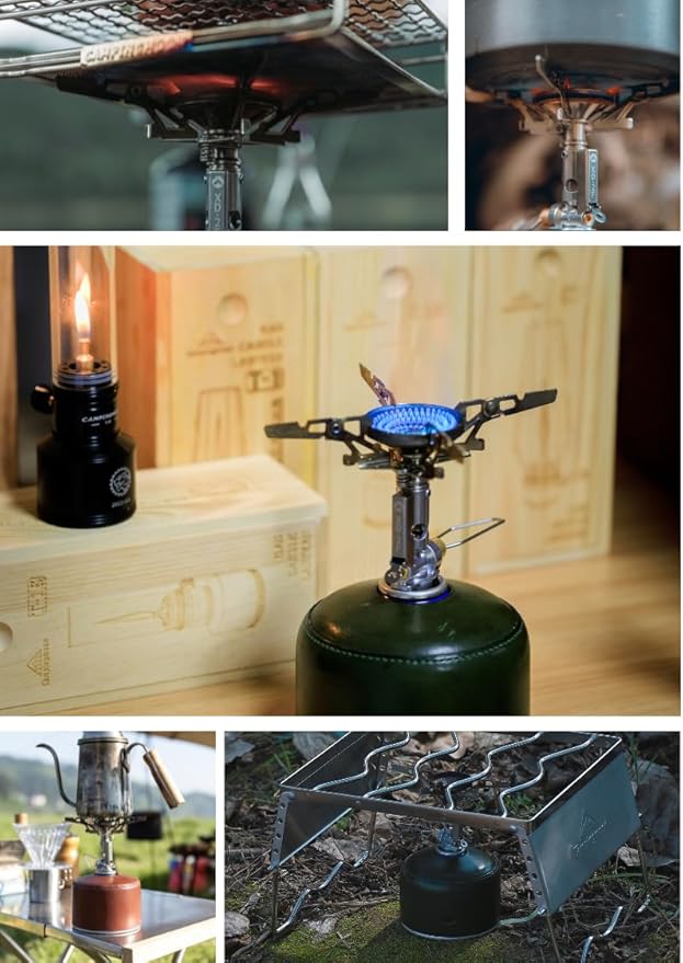 CAMPINGMOON Canister Top Stove Portable Compact Foldable w/igniter w/Gas Fuel Can Stabilizer XD-2F/Z41