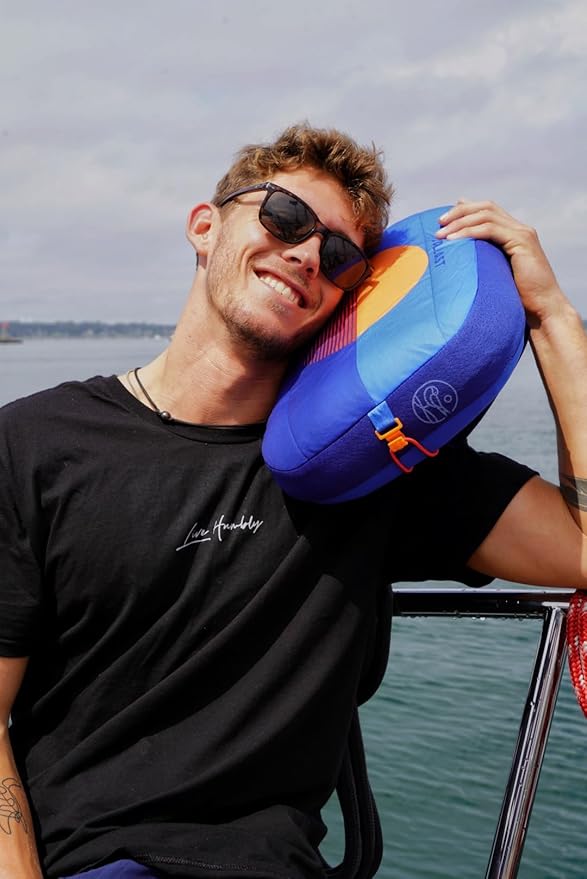Ballast Beach Pillow – Comfy, Durable & Compact, Stays Put on Windy Beaches with Patented Sand Pouch, Inflatable Pillow for Beaches, Pools, Camping, Festivals and Travel (Blazing Sunset)
