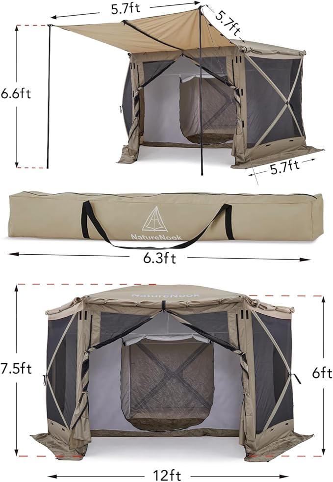 Pop up Gazebo Tents 12x12 Foot Canopy Party Tent for Camping Portable Gazebos Shelter Screen Tent