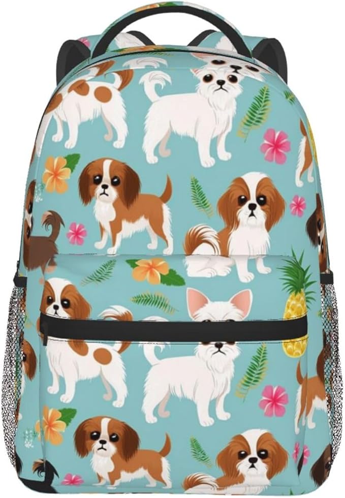 Polyester Daypack for Camping Travel Walking Cycling, Big Capacity Anti-Theft Multipurpose Bookbag, Chihuahua Dog Pineapple Camping Outdoor Backpack