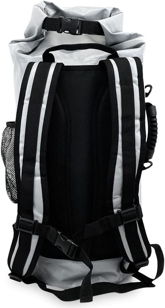 Malo'o 45L Waterproof Heavy Duty Backpack Dry Bags for Kayaking, Camping, Fishing, Hiking Daypack - Beach Accessories, Boat accessories, and Travel Gear - Fishing Rod Case Straps (Gray)