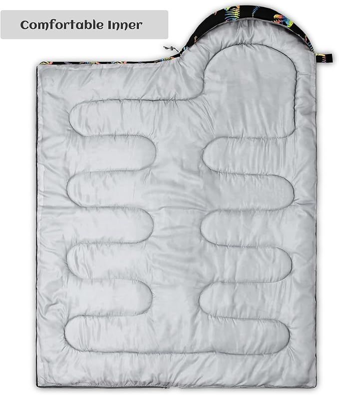 Sleeping Bags for Adults Youth Kids,3D Printing Camping Sleeping Bag for Girls Boys Lightweight Waterproof Cold/Warm Weather Sleeping Bag for 3 Seasons