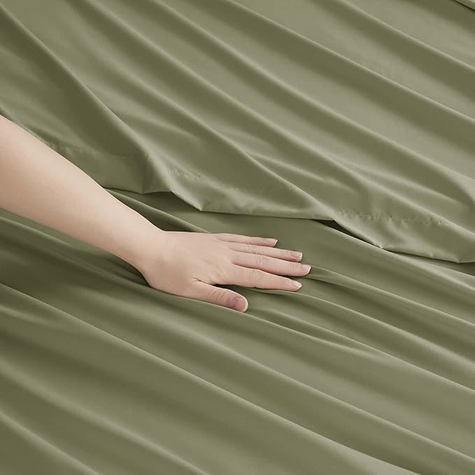Clara Clark King Sheets, 6 Piece Set - Hotel Luxury Sheets for King Size Bed, Super Soft Bedding Set, King Size, Sage Green
