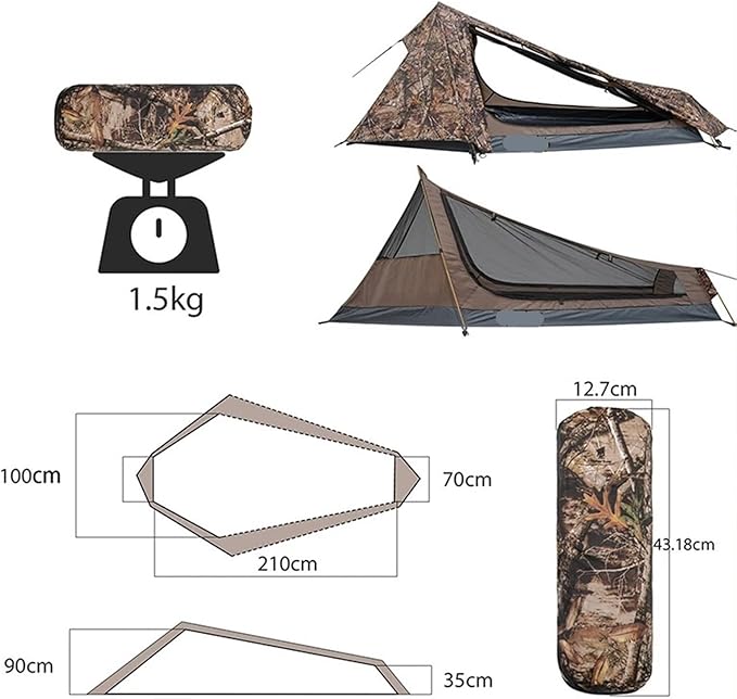 4-Season Ultralight Single Person Tunnel Tent - Waterproof Hiking Backpacking Sleeping Bag Camping Travel Shelter