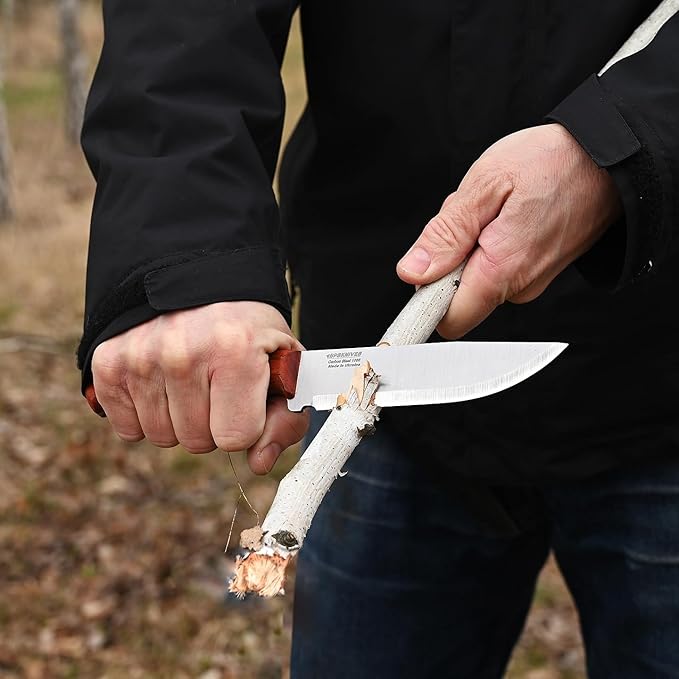 BPSKNIVES Flamebird Adventurer - Fixed-Blade Carbon Steel Bushcraft Knife with Leather Sheath - Outdoor Full Tang Utility Knives - Camping Knives - Survival Tactical Camp Knife