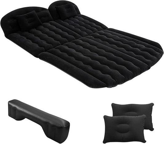 Ergocar Inflatable Mattress Soft Plant Velvet Thickened Air Mattress Car Sleeping Mattress Two Pillows Double-Layer Inflatable Valve Storage Bag Suitable for Camping, Traveling, Family