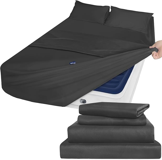 Deep Pocket Twin XL Sheet Sets - Extra Long Twin Sheets - 4 Piece Bed Sheets Twin XL Fade Resistant Fits 16in to 24in Pillow Top Air Bed Mattress - Black