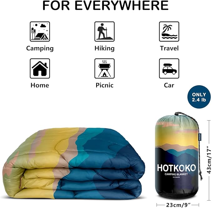 Camping Blanket,Lightweight Puffy Printed Camping Blanket Packable Outdoor Blanket for Camping,Traveling, Stadium, Hiking, Picnics