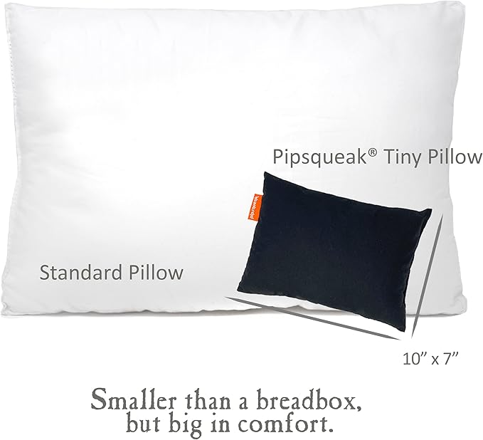 Pipsqueak Microfiber Pillow - Small, Mini, Tiny - 11 x 7 in - Perfect for Travel, Cars, Airplanes, Camping, Dogs, Toddlers, Kids, Lumbar, Knees and Neck - Ages 2 Yrs and Up