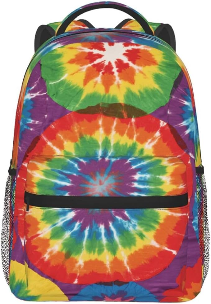 Lightweight Rucksacks for Climbing Outdoors Walking Cycling, Large Capacity Anti-Theft Multipurpose Carry On Bag, Colorfu Tie Dye Art Camping Outdoor Backpack