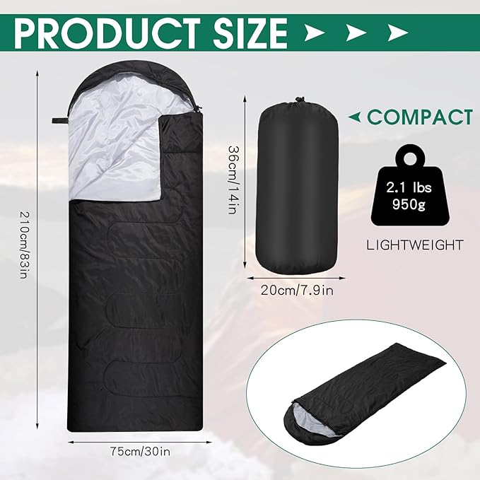 Tudomro 16 Pack Winter Camping Sleeping Bags Bulk Adults 4 Season Warm Cold Weather Lightweight Waterproof Compact Backpacking Sleeping Bag for Travel Hiking