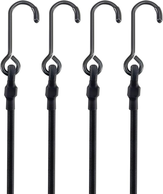6'' Short Mini Heavy Duty Bungee Cords with 180 lbs Max Break Strength & Rust Resistant Steel Hooks, 8 Pcs Black Small Bungee Straps with Excellent UV Protection & 6mm Diameter, Perfect for Small Item