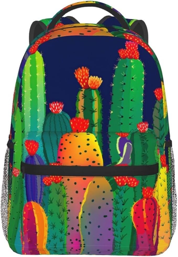 Rucksacks Lightweight Multipurpose Anti-Theft Wilder California Prickly Pear Colorful Cactus Art Shoulder Bag Big Capacity Laptop Book Bag Rucksack With Padded Straps