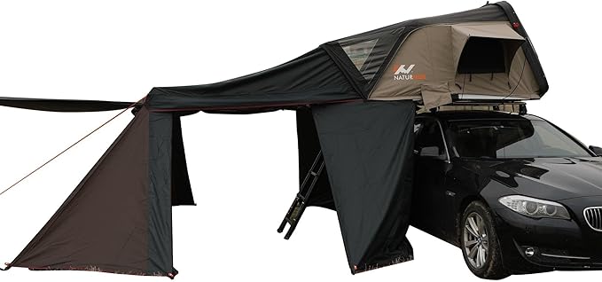 Naturnest Sirius1 Hardshell Roof Top Tent, All-Weather Overland Camping for SUV, Truck, 4-Season 2-3 Person HeavyDuty Rooftop Tent with Memory Foam Mattress, Built-in LED Lighting & Ventilation System