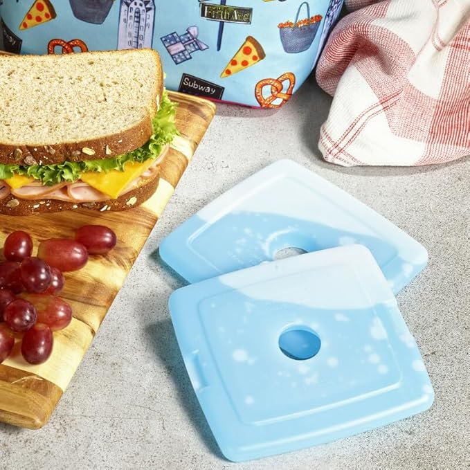 Cool Coolers by Fit & Fresh Slim Ice Packs, Quick Freeze, Space-Saving, Reusable Ice Packs for Lunch Boxes & Coolers