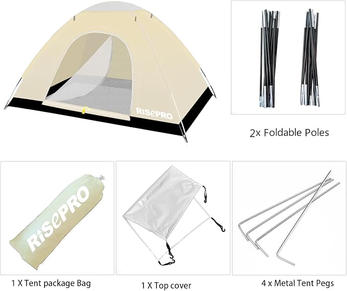 Portable Camping Tent, 2 Person Lightweight, Waterproof Windproof, UV Protection for Outdoor US