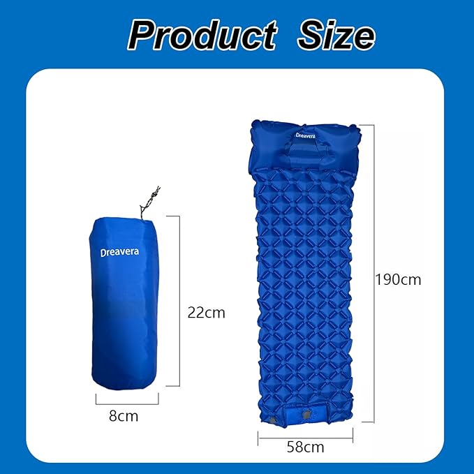 Compact Sleeping Pad for Camping with Pillow,Ultralight Waterproof Sleeping Mat-Built in Foot Pump Fast Inflation for Travel Backpacking Hiking, Outdoor Adventure Camp Gear