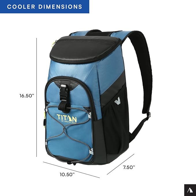 Titan by Arctic Zone Backpack Cooler, Insulated Soft Sided Bag with Leak Proof Lining and Padded Straps, for Lunch, Picnic, and Travel, 24 Can Capacity
