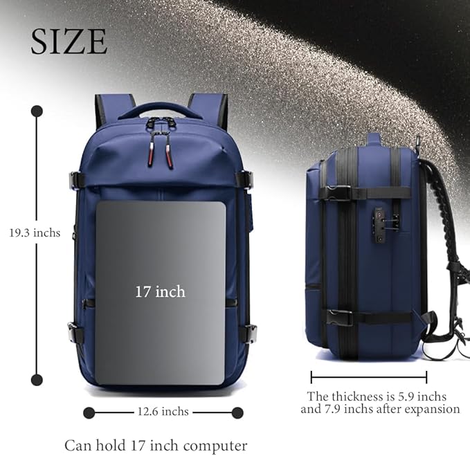 Vacuum Backpack for Travel, 25 Inch Expandable Vacuum Compression Bag with Electric Vacuum Pump, Space Saver Bags (Blue)