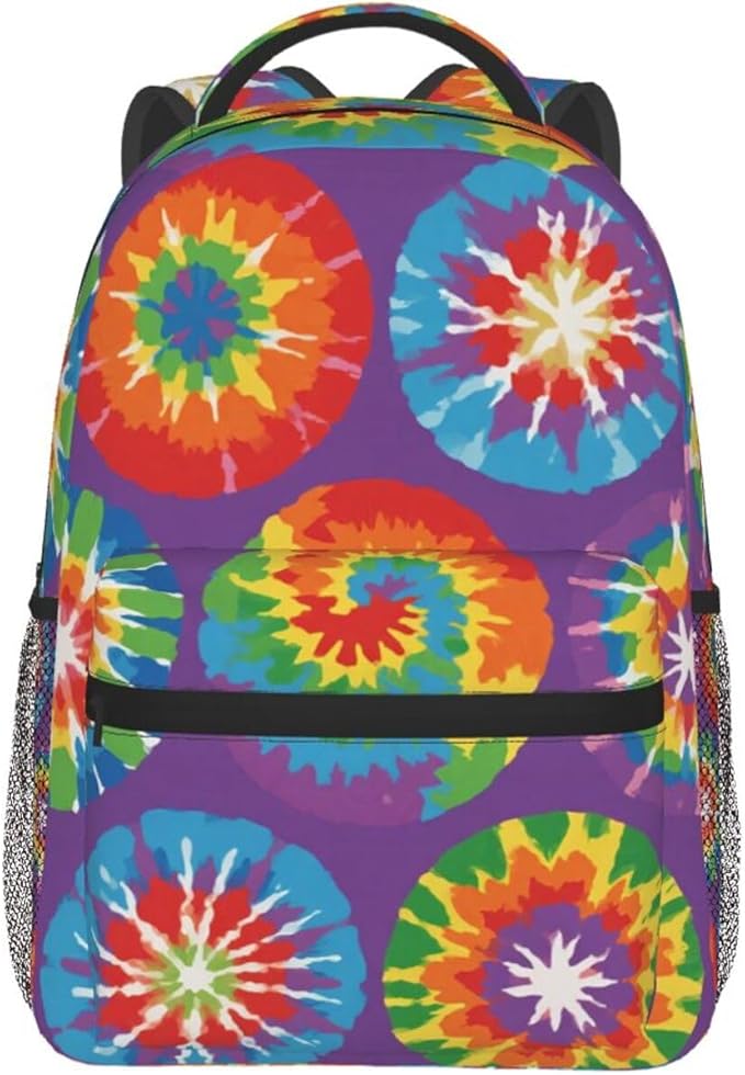 Daypack Backpack Polyester Multipurpose Anti-Theft Colorfu Tie Dye Art Shoulder Bag Big Capacity Gym Outdoor Hiking Backpack With Smooth Zippers