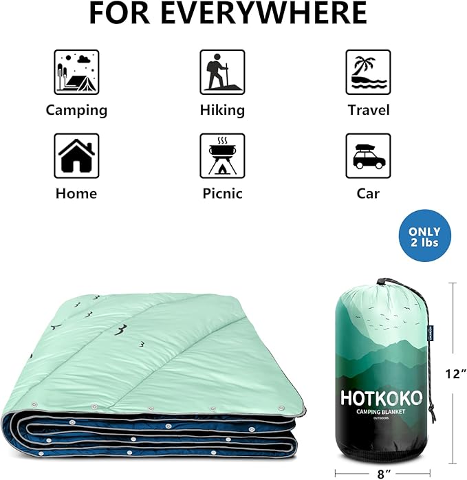 Camping Blanket,Lightweight Puffy Printed Camping Blanket Packable Outdoor Blanket for Camping,Traveling, Stadium, Hiking, Picnics