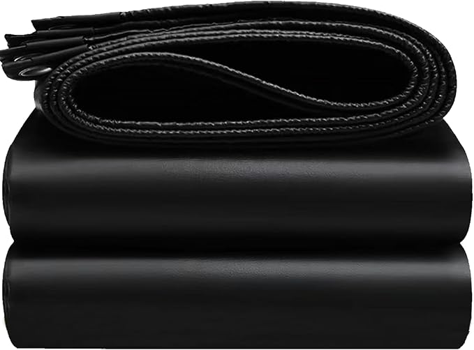 Tarps Heavy Duty Waterproof, 8x10FT Heavy Duty Tarps with Grommets Reinforced Edges, UV Resistant, Tear&Fade Resistant, 16 Mil Black Covers for Camping Patio Roof Boat Outdoor