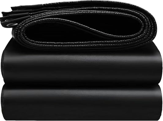 Tarps Heavy Duty Waterproof, 8x10FT Heavy Duty Tarps with Grommets Reinforced Edges, UV Resistant, Tear&Fade Resistant, 16 Mil Black Covers for Camping Patio Roof Boat Outdoor