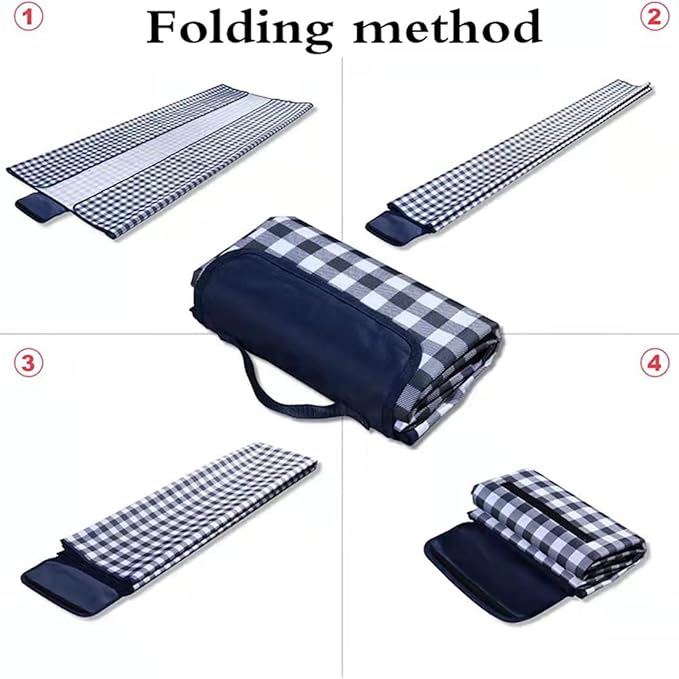 Extra Large Picnic Blanket Beach Blankets, Outdoor Foldable Waterproof Sand Mat for Beach Camping Hiking Travel Family Concerts Grass Park Music Festival Lawn Mats (Dark Blue, 80x60inch)