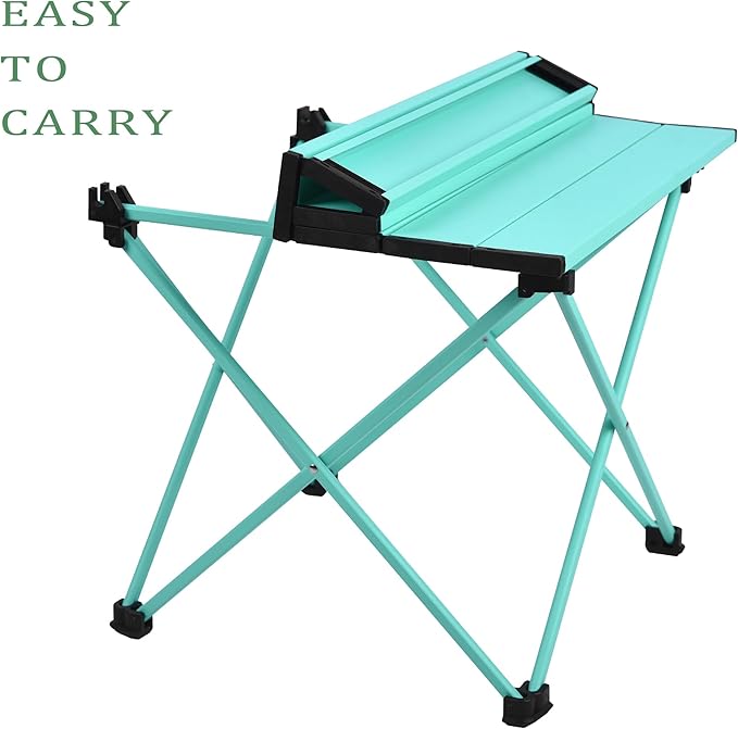 Grope Portable Camping Table with Aluminum Table Top, Folding Beach Table Easy to Carry, Prefect for Outdoor, Picnic, BBQ, Cooking, Festival, Beach, Home (Sky Blue-M)