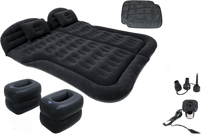 Inflatable SUV Air Mattress Thickened Flocking Inflatable Car Camping Travel Air Mattress with 2 Pillows & Air Pump,Portable Car Sleeping Bed for SUV|MPV|Minivan