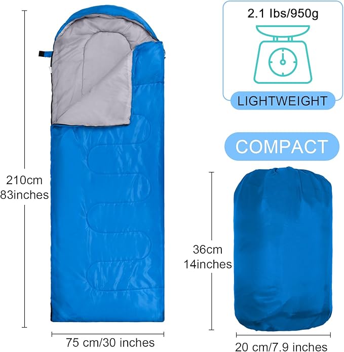 Tudomro 16 Pack Winter Camping Sleeping Bags Bulk Adults 4 Season Warm Cold Weather Lightweight Waterproof Compact Backpacking Sleeping Bag for Travel Hiking