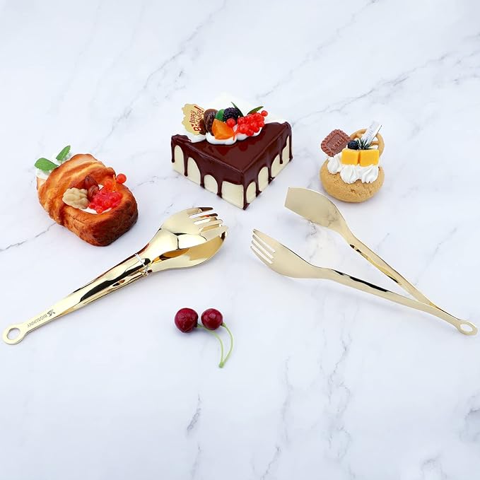 MSY BIGSUNNY Kitchen Tongs Cooking Tong - Stainless Steel Food Serving Tongs Set of 2(Gold, 9 inch)