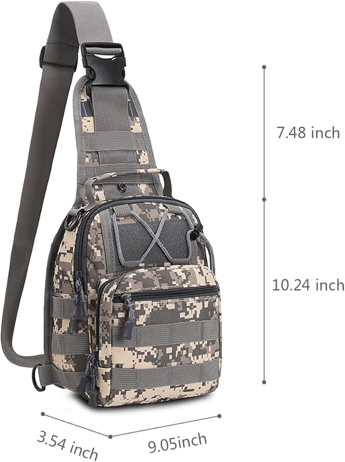 Viriber Tactical Backpack, Waterproof Military Cross-body Molle Sling Shoulder Backpack Chest Bag for Outdoor Every Day Carry Camouflage C
