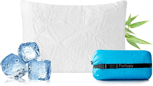 Small Shredded Gel Memory Foam Pillow,Adjustable for Contoured Support -Portable Ideal for Backpacking, Camping, Travel, Car, Airplane,Office Nap