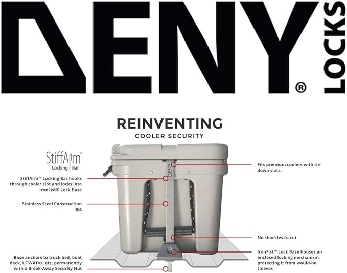 DENY Security Lock & Bracket Set SA-17 Set - YETI Tundra 105,110,125qt & HAUL, HAUL, Coolers