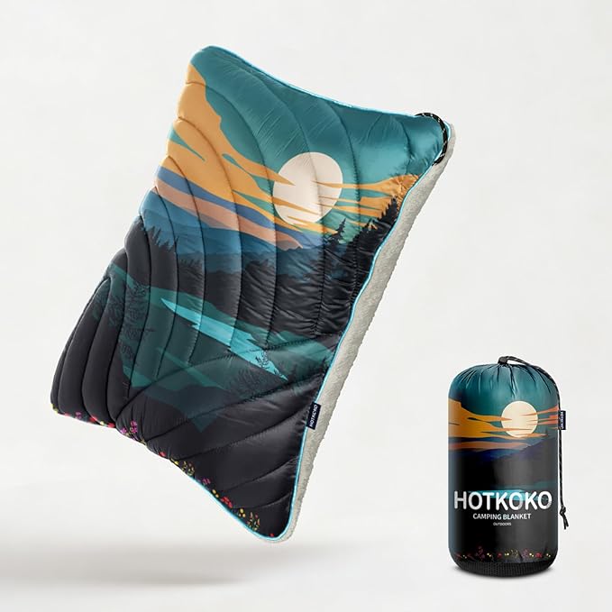 Camping Pillow, Sherpa Lining Travel Pillow Supportive Compressible Lightweight Camp Pillow with Storage Bag for Camping,Hiking,Backpacking,Airplane