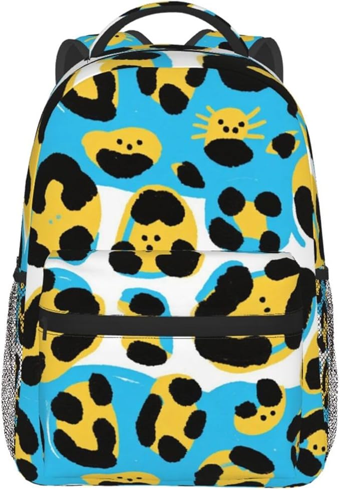 Backpack Anti-Theft Multipurpose Large Capacity Carry On Bag, Leopard Wild Animal Pattern Camping Outdoor Backpack With Side Pockets