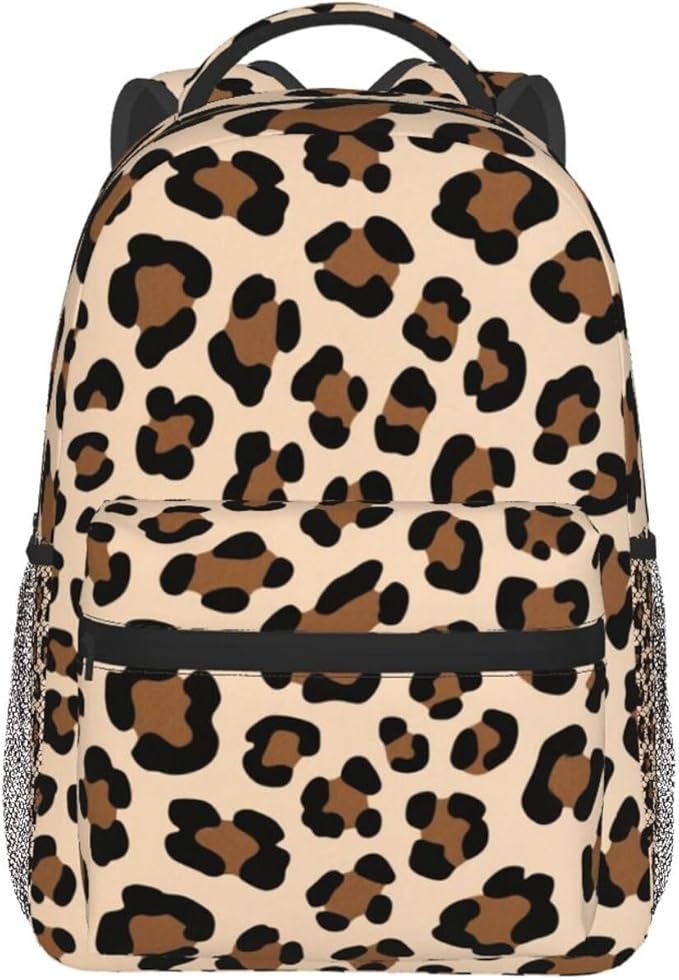 Backpack Multipurpose Anti-Theft Large Capacity Bookbag, Animal Leopard Skin Pattern Travel Hiking Daypack With Side Pockets