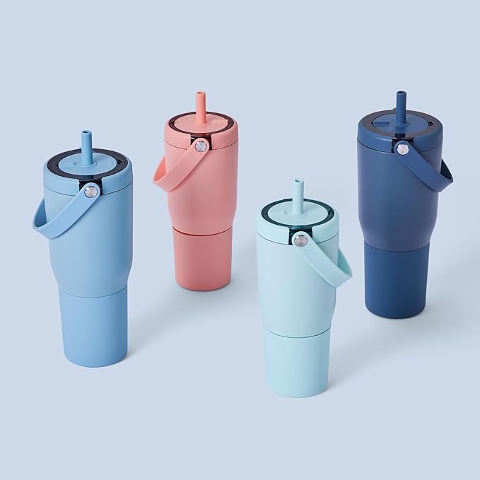 BrüMate Resa 35oz 100% Leakproof Travel Tumbler with Handle & Straw | Flexible SoftSip Straw | Silicone Sleeve for Durability | Stainless Steel | Cup Holder & Travel Friendly | (Bows)