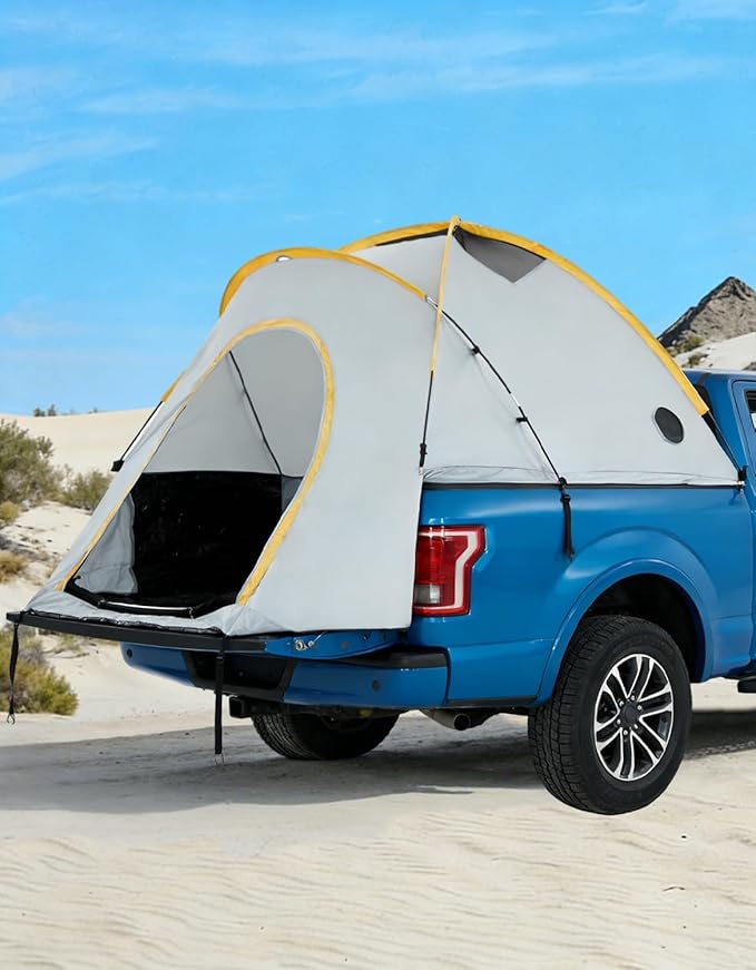 Truck Bed Tent with Awning Pickup Truck Tent for 5–8.2 ft Bed Waterproof PU3000 Oxford Camping Tent Portable Truck Camper for Chevy Silverado 1500 F150 Ram 1500