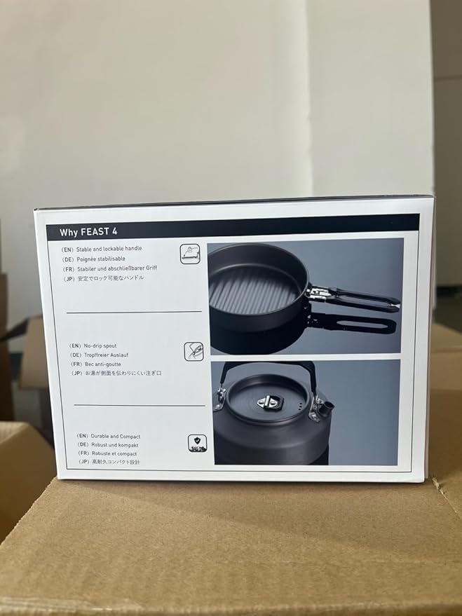 Fire-Maple Feast 4 Piece Camping Cookware Cookware Cookware Kit Outdoor Cookware Set with Pots, Kettle, Saucepans and Spatula for Hiking Fishing Picnic